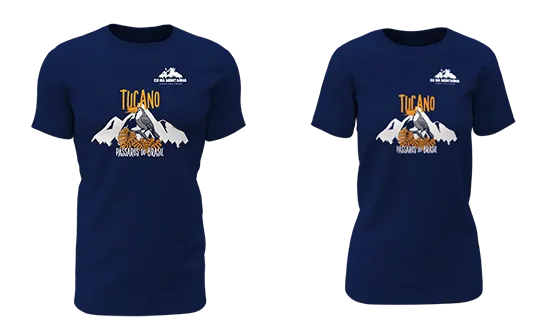 Ilustração dos modelos de camiseta. As medidas por tamanho estão na tabela abaixo.